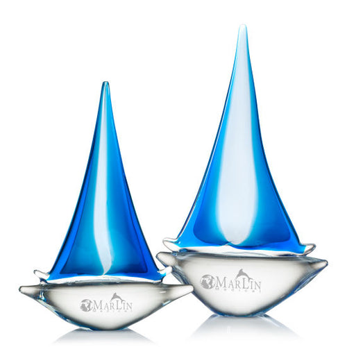 Hand-Blown Art Glass Sailboat Award
