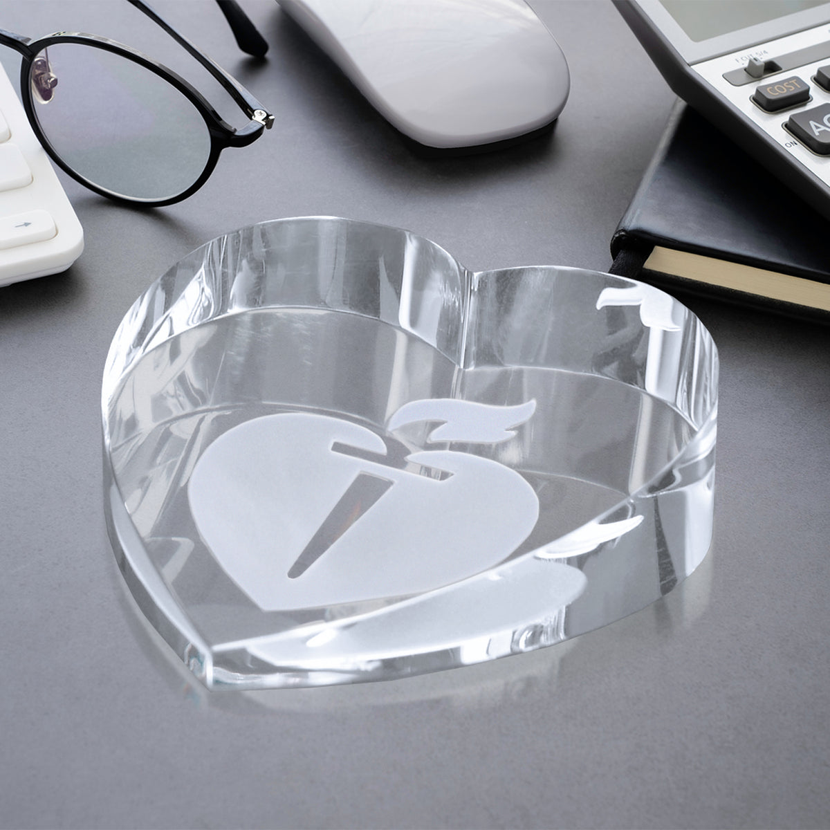 Slant Heart Paperweight 2-3/4" W - Crystal D