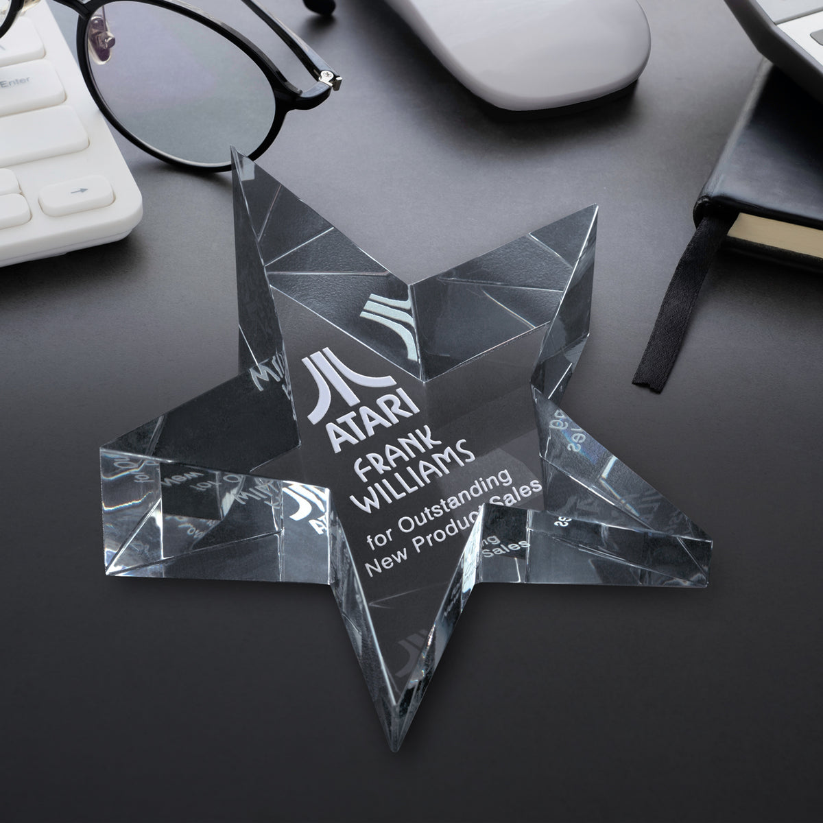 Slanted Star Paperweight 5" W - Crystal D