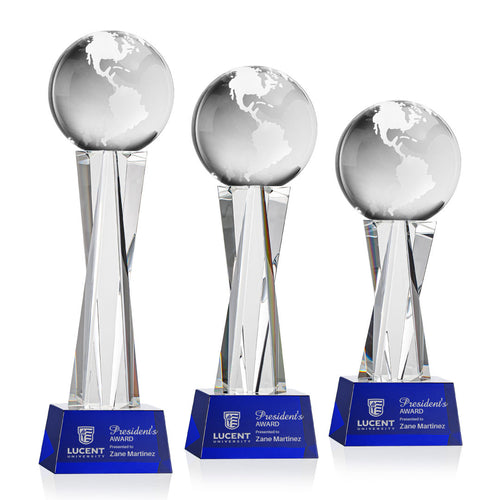 Globe Award on Grafton Base - Blue
