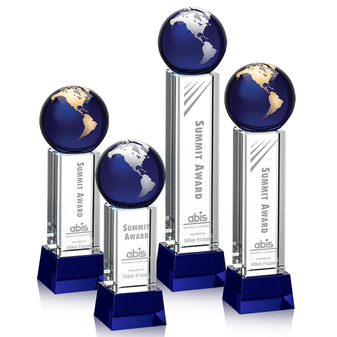 Luz Globe Award on Base - Blue/Gold — OPG735-LG