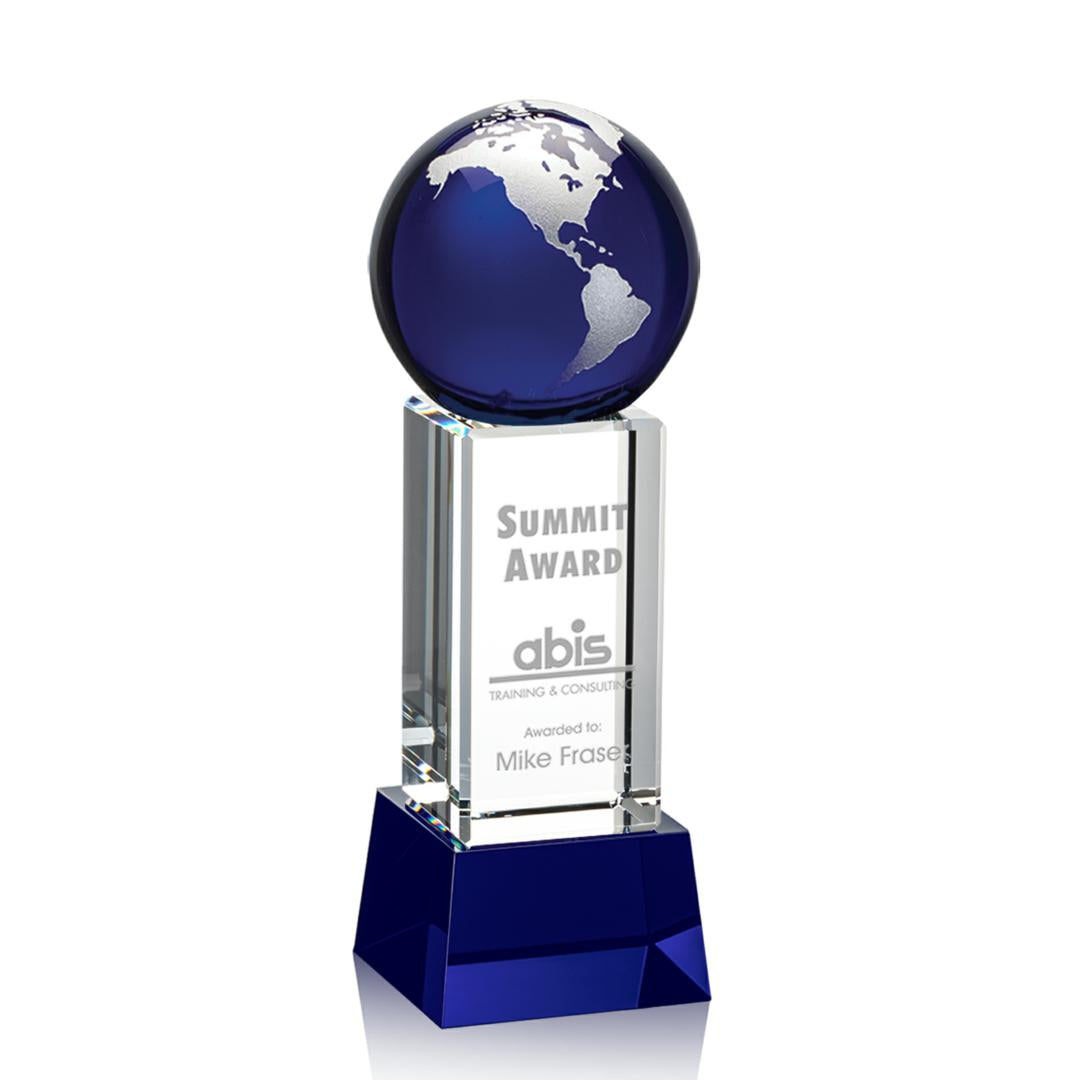 Luz Globe Award on Base - Blue/Silver