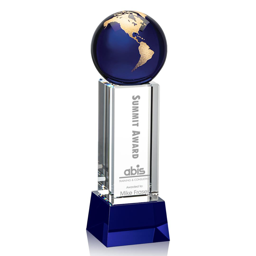 Luz Globe Award on Base - Blue/Gold — OPG7352-G