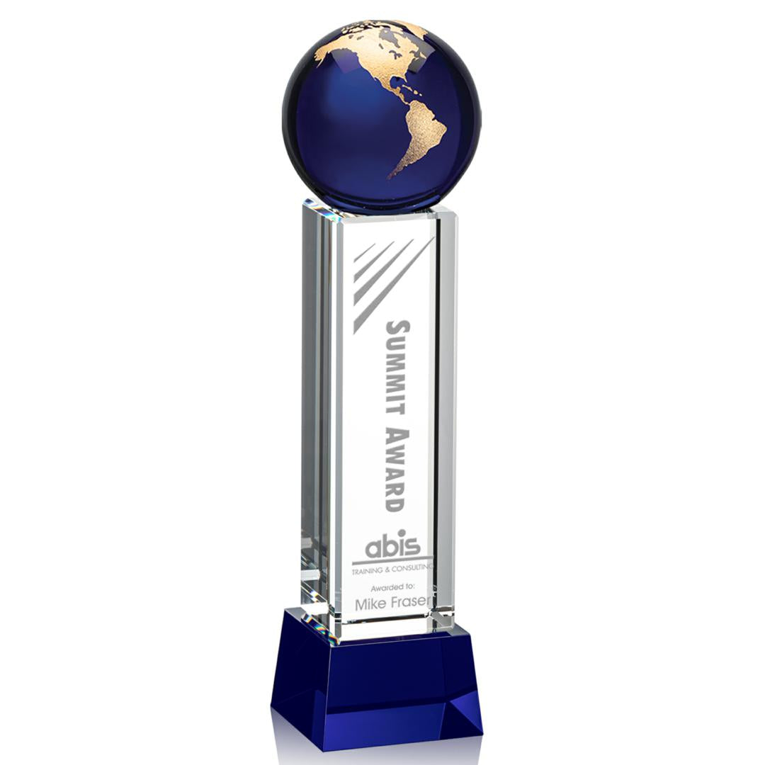 Luz Globe Award on Base - Blue/Gold — OPG7353-G