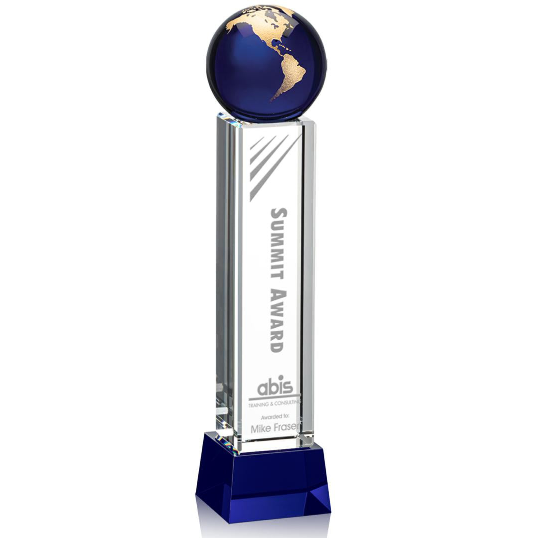 Luz Globe Award on Base - Blue/Gold — OPG7354-G