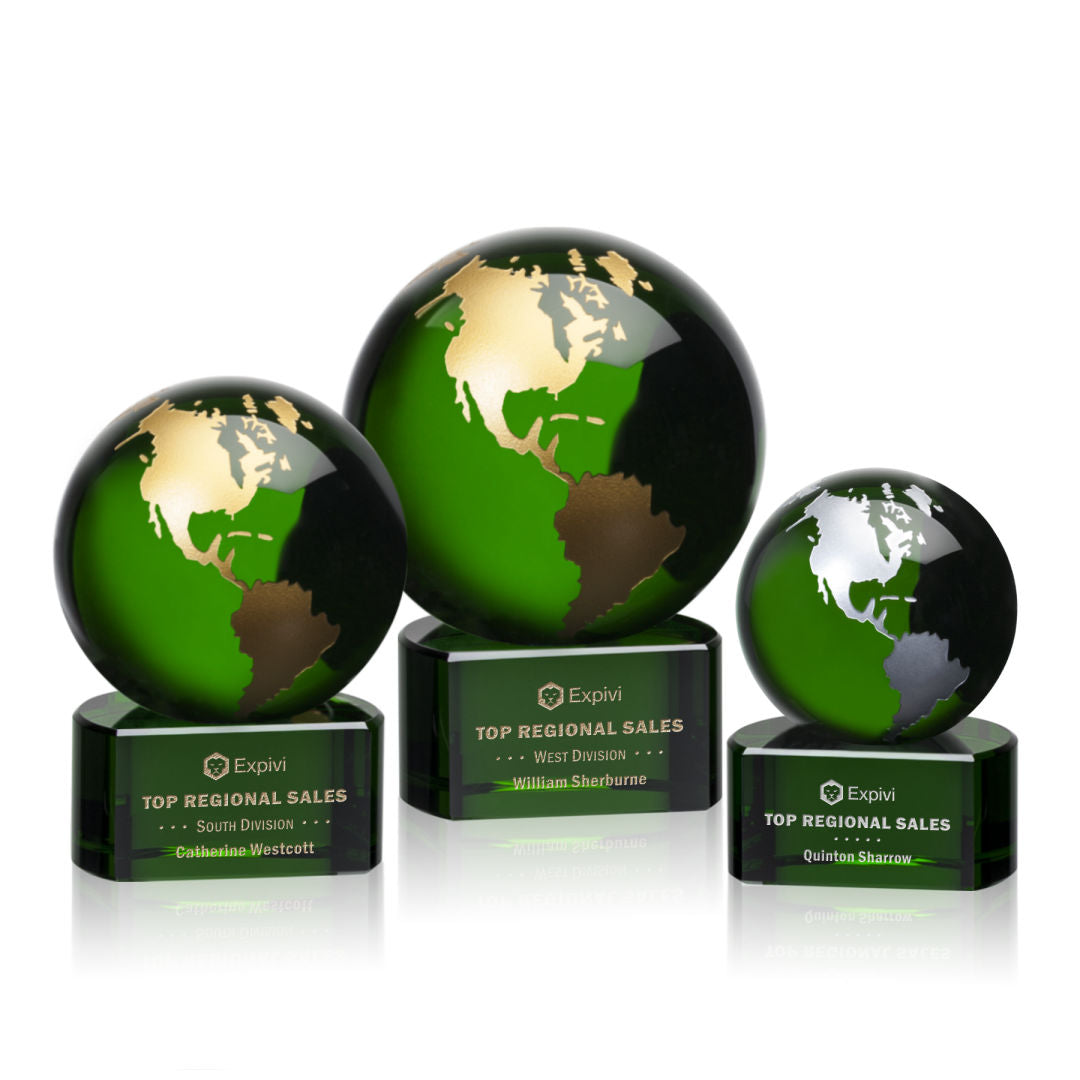 Marcana Globe Award - Green/Gold — OPG854-GG