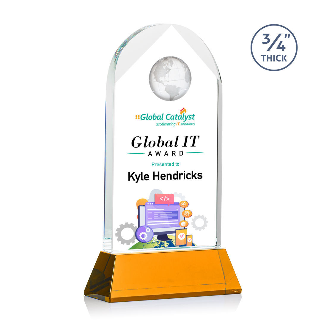 Blake Globe VividPrint™ Award on Newhaven - Amber — OPGV23552-A