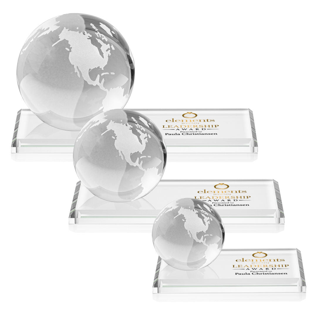 Globe VividPrint™ Award on Rectangle Base - Clear — OPGV52-EC