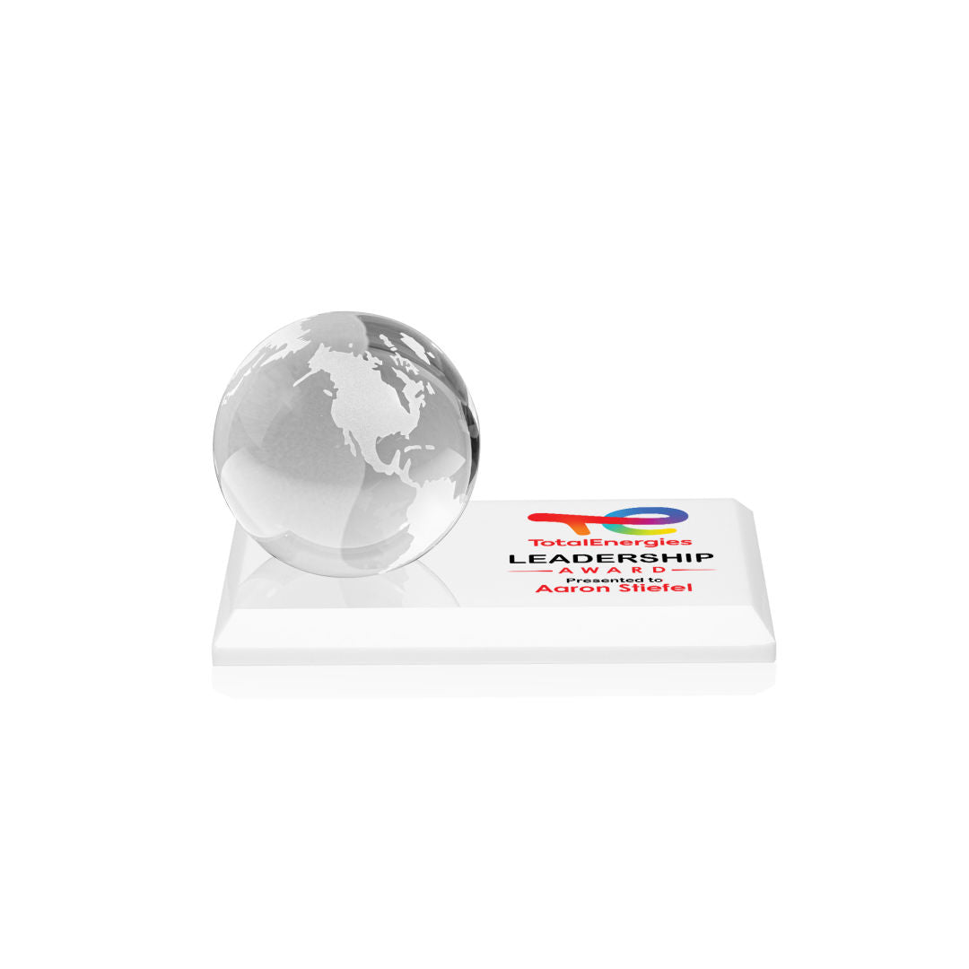 Globe VividPrint™ Award on Rectangle Base