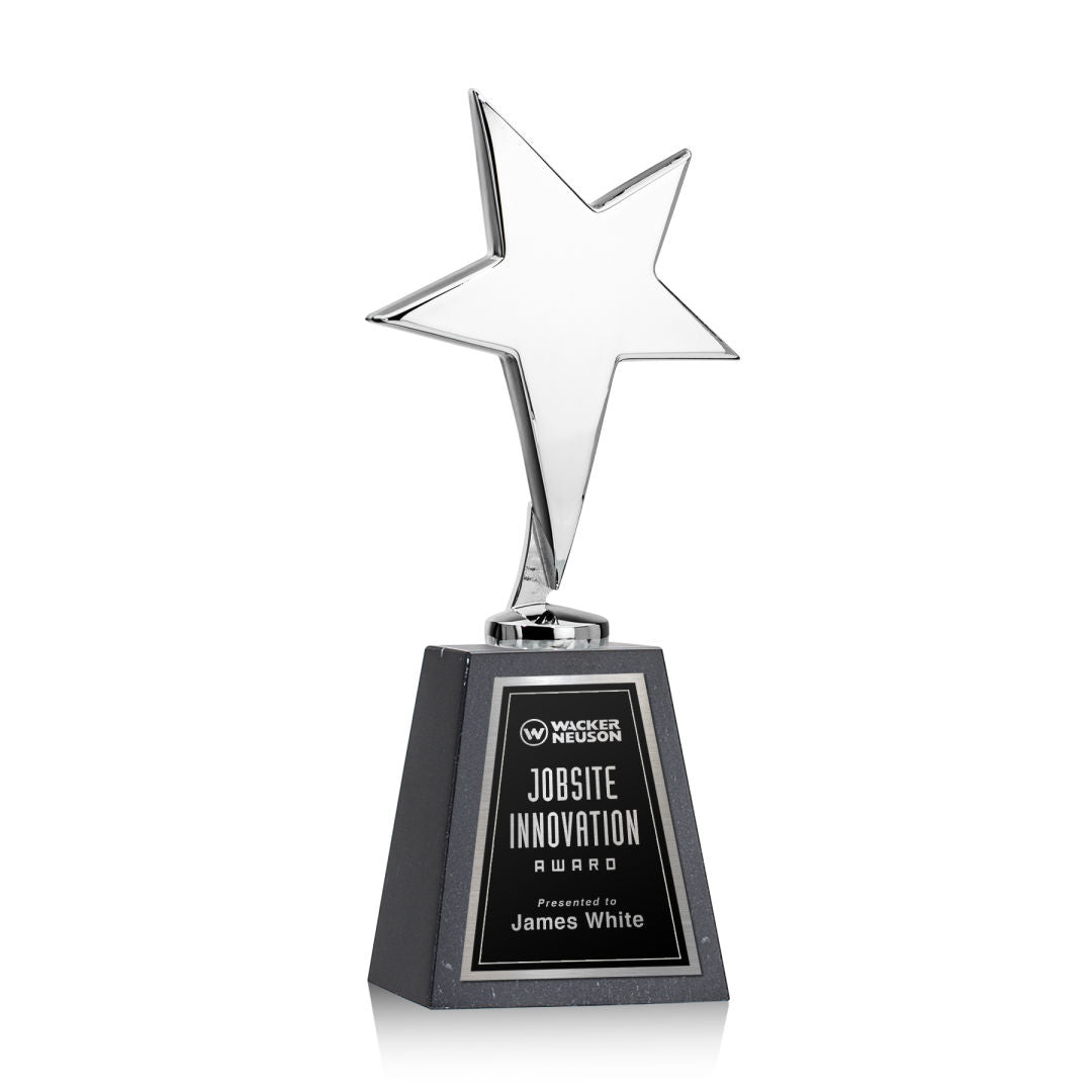 Tuscany Chrome Star on Tall Marble Base - Black — OPS3101-CMT