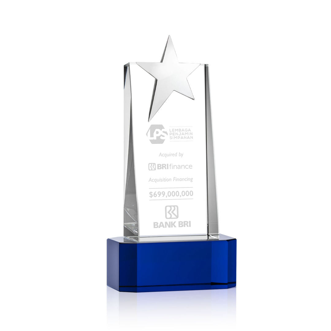 Fanshaw Silver Star Award on Base - Blue
