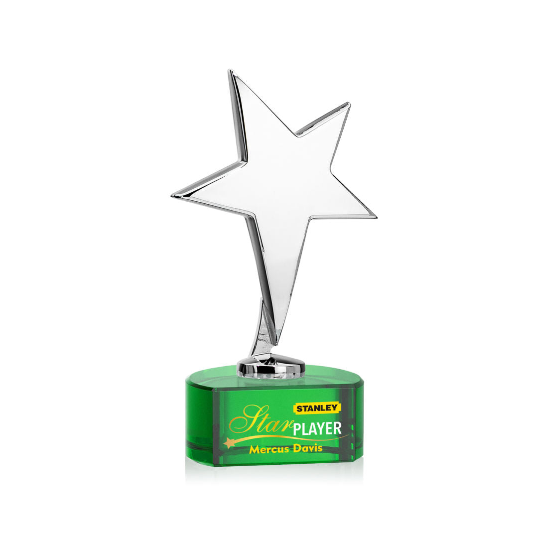Tuscany Chrome Star VividPrint™ Award on Paragon Base-Green — OPSV3101-CPG