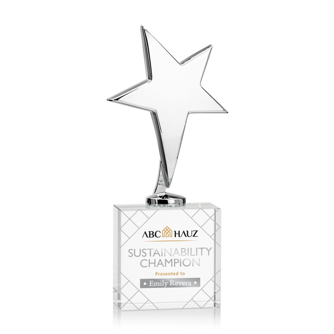 Tuscany Chrome Star VividPrint™ Award on Woodlawn Base-Clear — OPSV3101-CWC