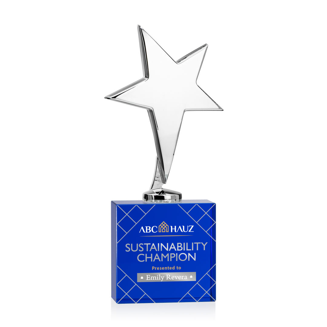 Tuscany Chrome Star VividPrint™ Award on Woodlawn Base
