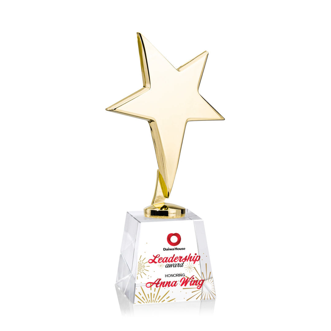 Tuscany Gold Star VividPrint™ Award on Fortino Base - Clear