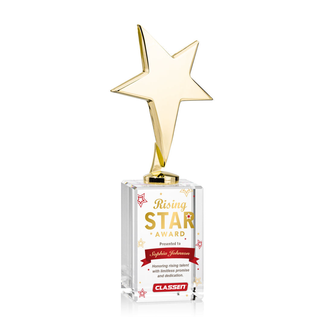 Tuscany Gold Star VividPrint™ Award on Lexington Base-Clear — OPSV3101-GLT