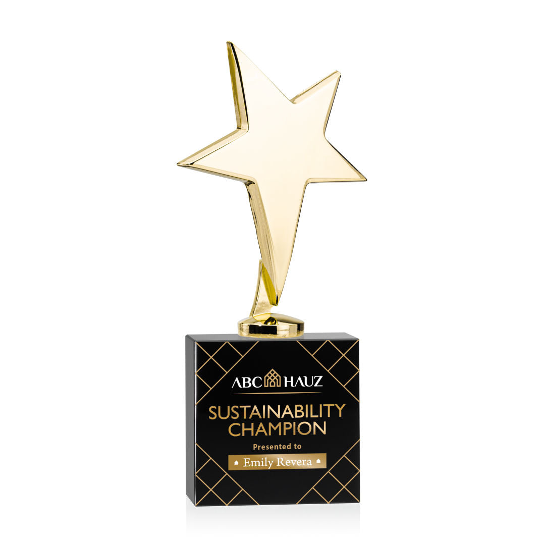 Tuscany Gold Star VividPrint™ Award on Woodlawn Base - Black — OPSV3101-GWK
