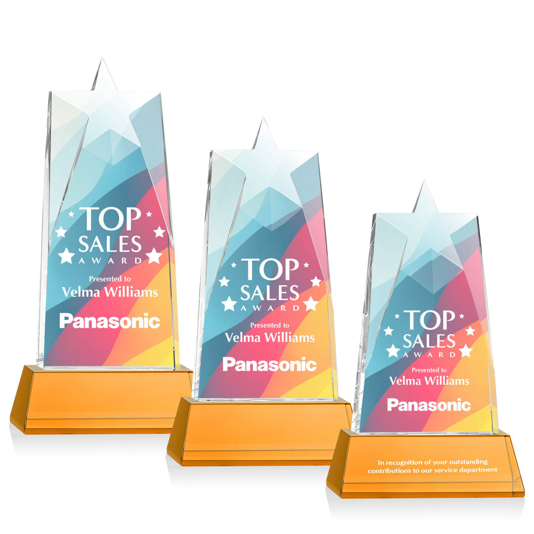 Millington Star VividPrint™ Award on Base - Amber — OPSV50-A