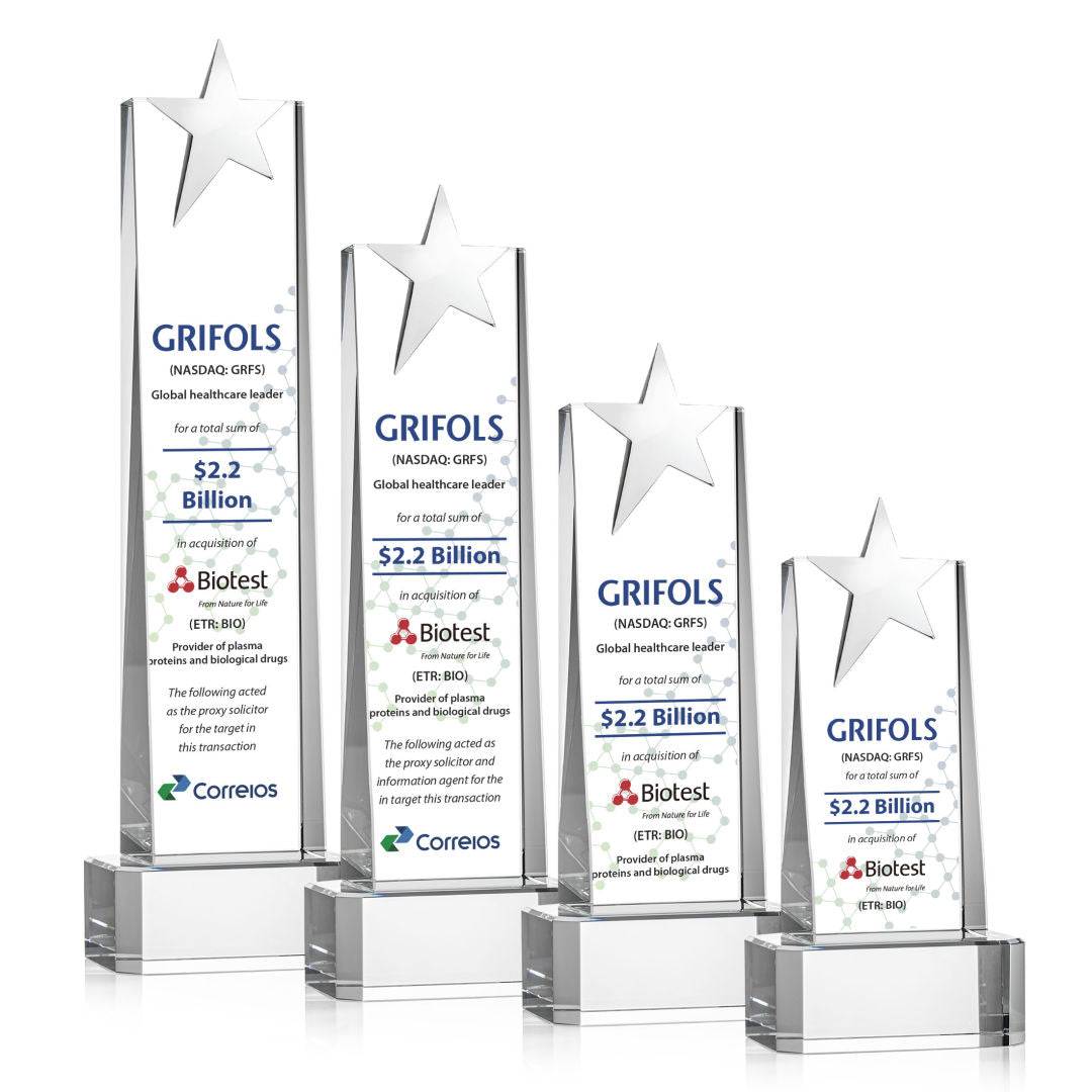 Fanshaw Silver Star VividPrint™ Award on Base - Clear — OPSV85-SC