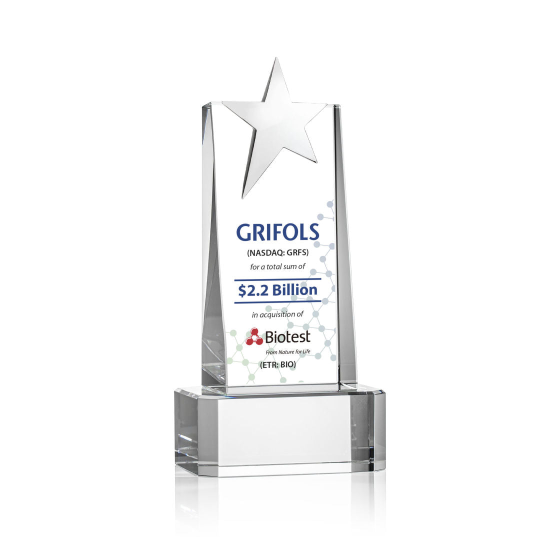 Fanshaw Silver Star VividPrint™ Award on Base - Clear — OPSV851-SC