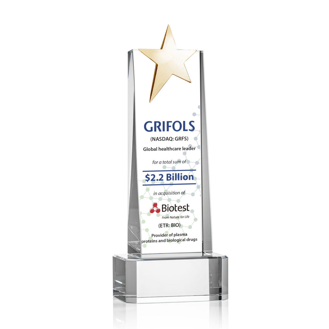 Fanshaw Gold Star VividPrint™ Award on Base - Clear — OPSV852-GC