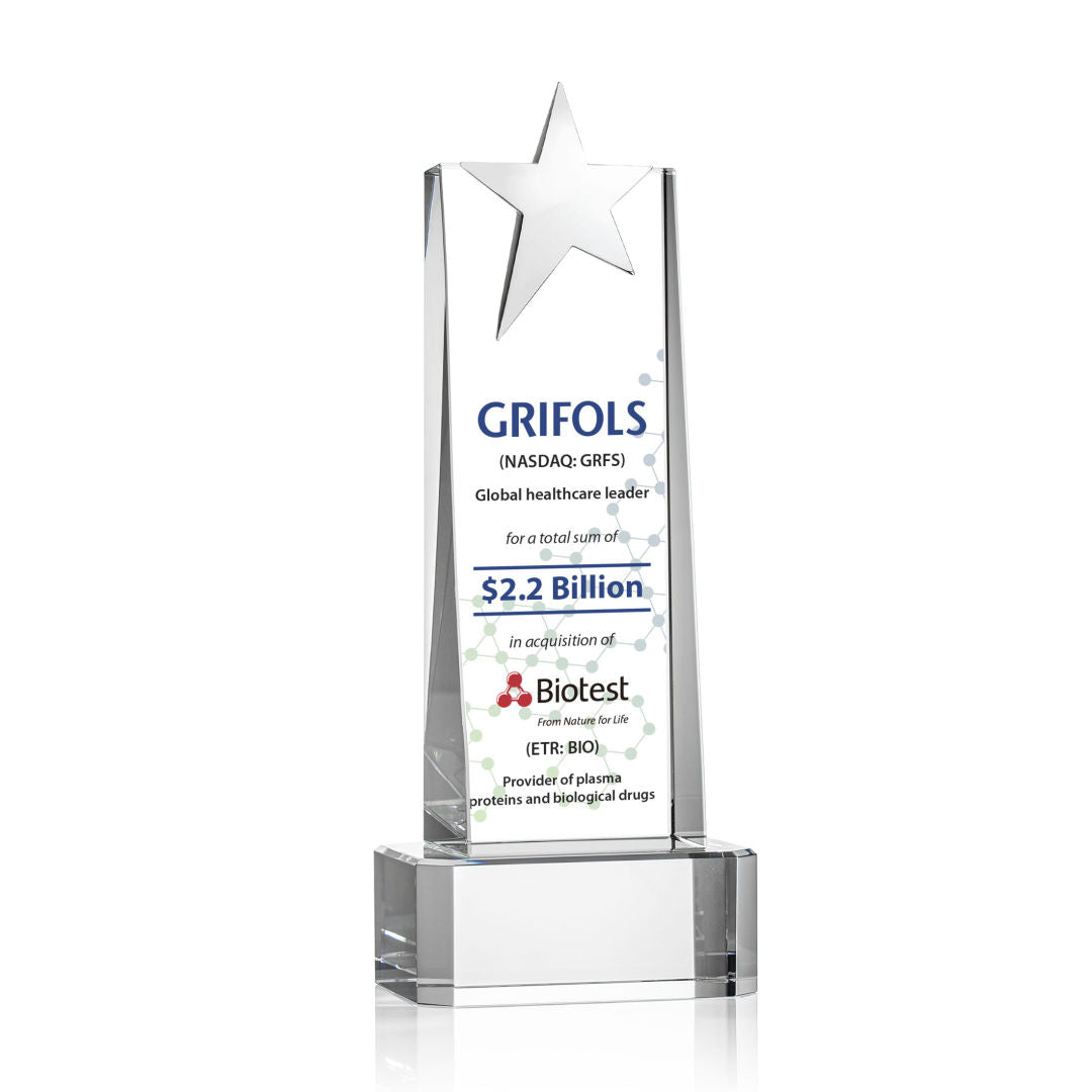 Fanshaw Silver Star VividPrint™ Award on Base - Clear — OPSV852-SC