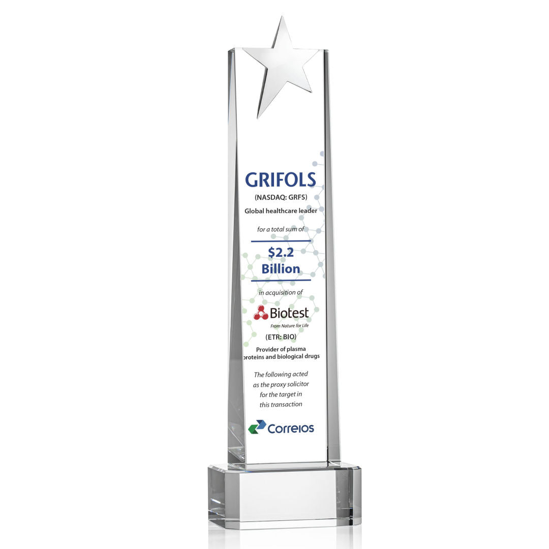 Fanshaw Silver Star VividPrint™ Award on Base - Clear — OPSV854-SC