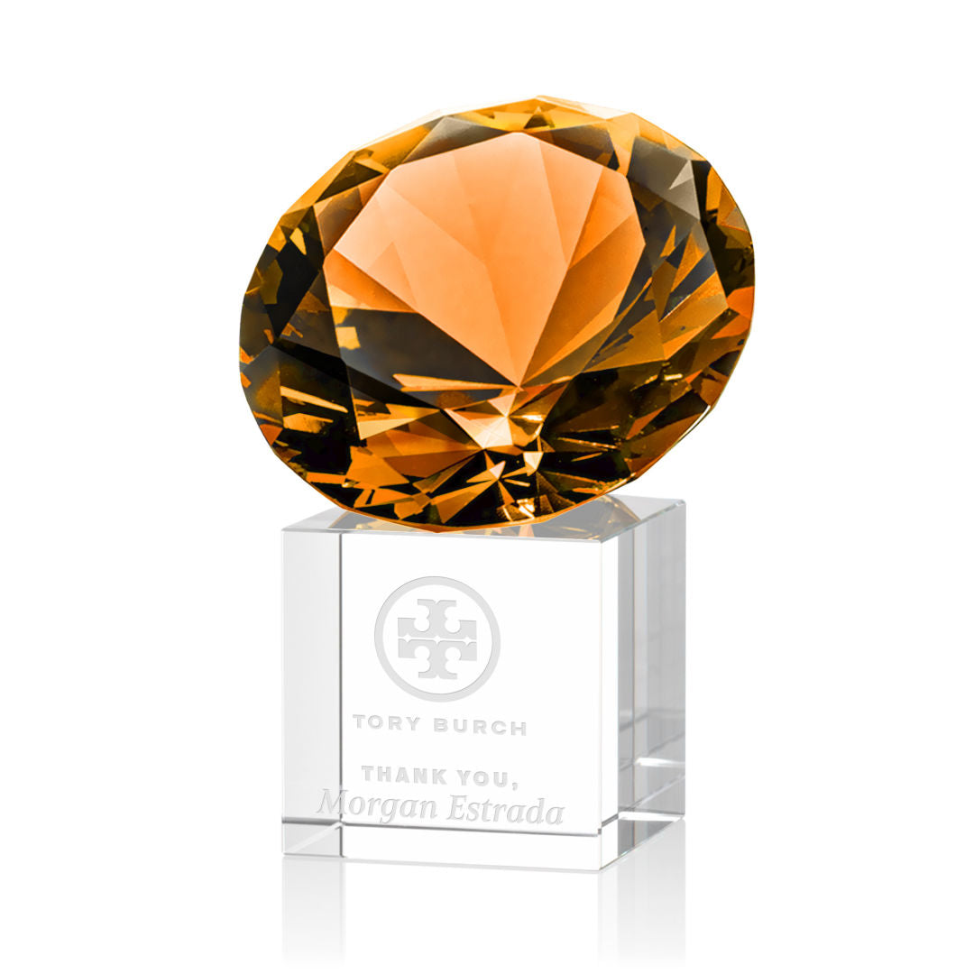 Gemstone Award on Cube - Amber — OPT2453-A