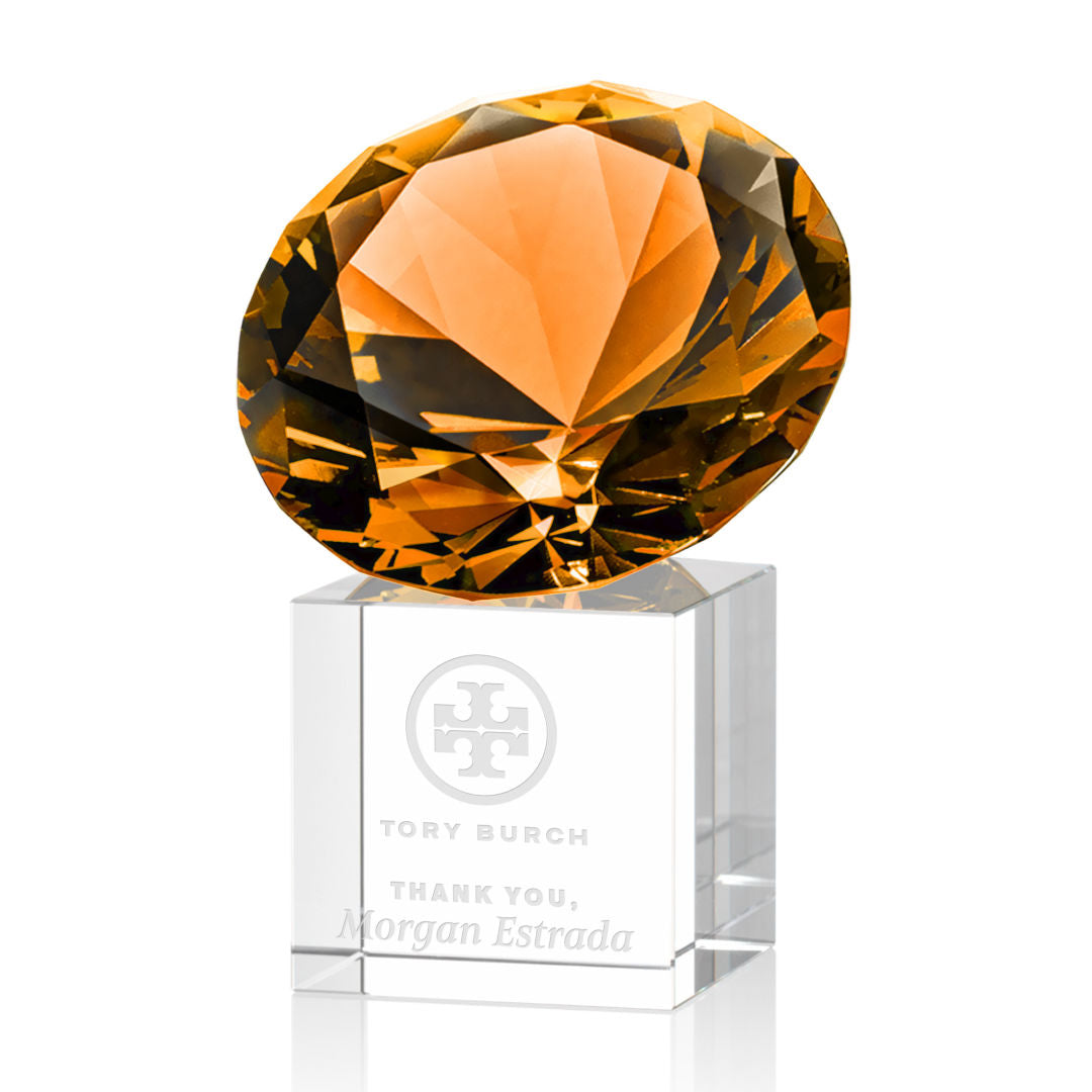 Gemstone Award on Cube - Amber — OPT2454-A