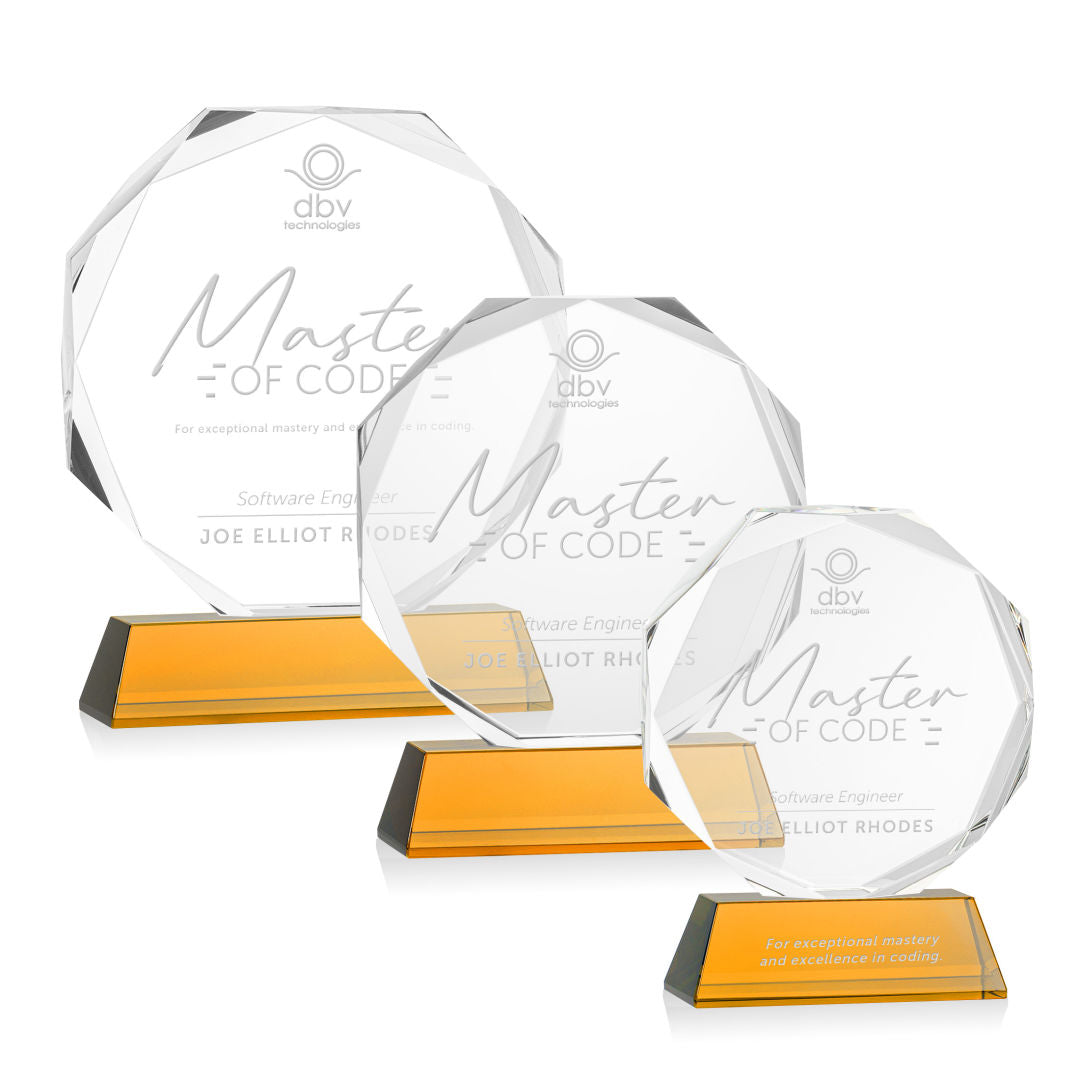 Acadian Award on Newhaven Base - Amber — OPT3735-A