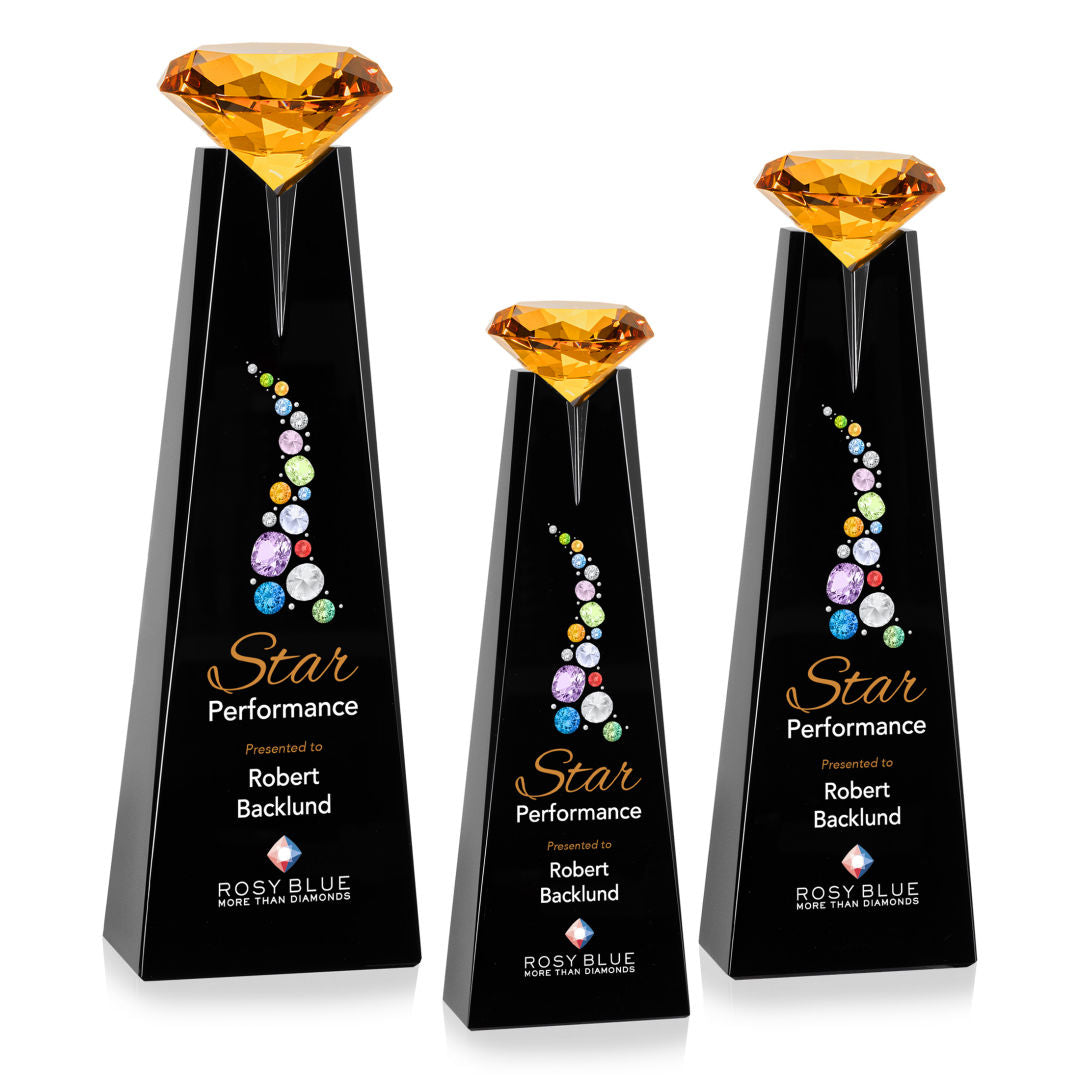Alicia Gemstone VividPrint™ Award - Black/Amber — OPV234-BA