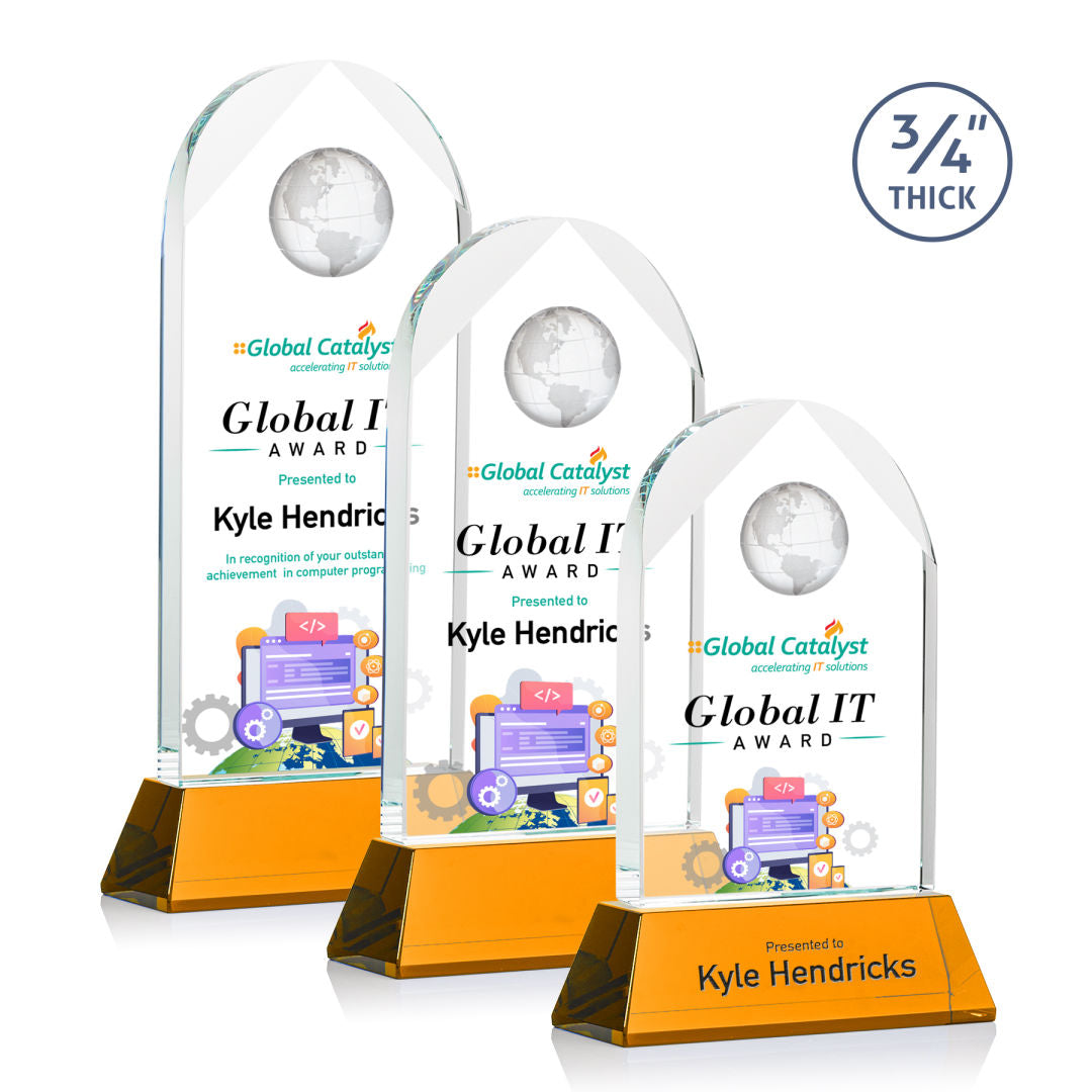 Blake Globe VividPrint™ Award on Newhaven - Amber — OPV2355_-A