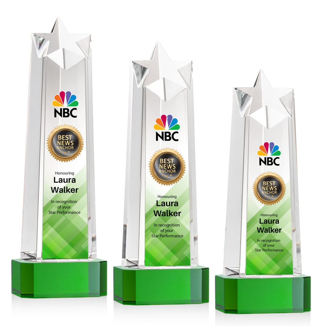 Delaware Star VividPrint™ Award on Base - Green — OPV381-G