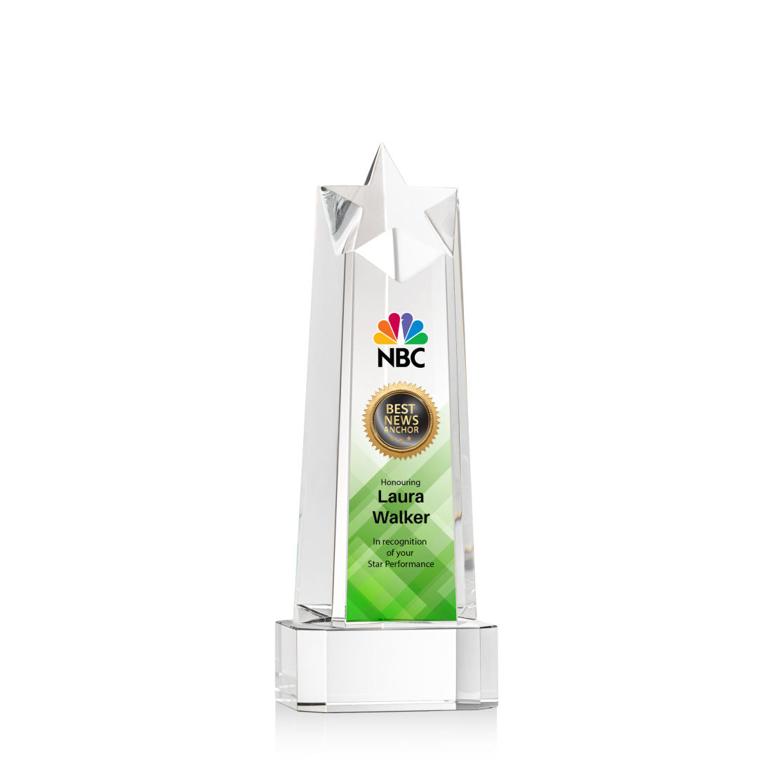Delaware Star VividPrint™ Award on Base - Clear — OPV3811-C