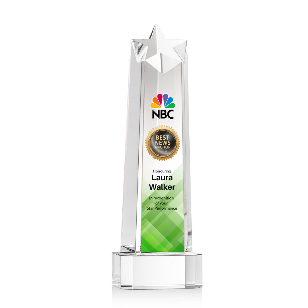 Delaware Star VividPrint™ Award on Base - Clear — OPV3813-C