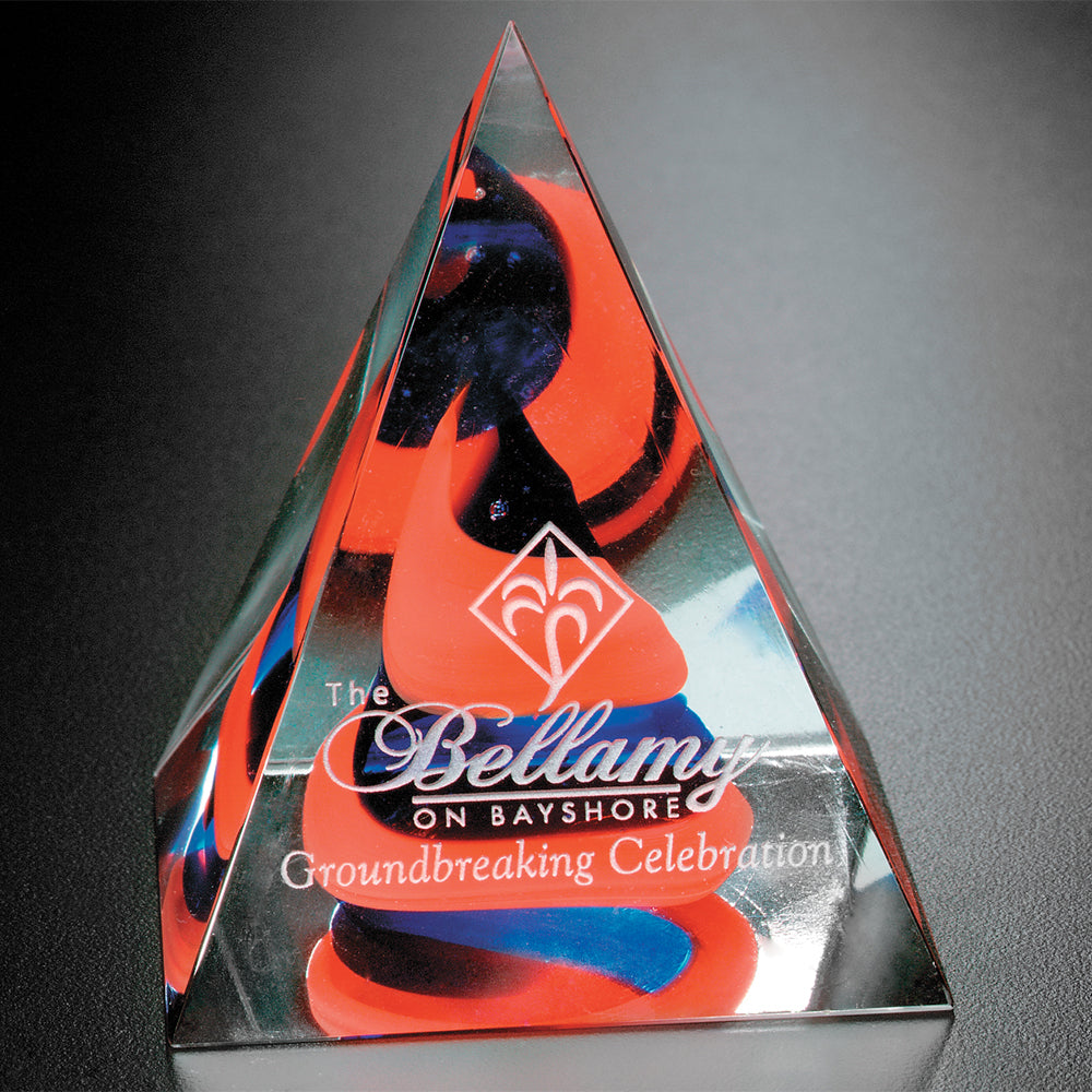 Swirl Pyramid - Red/Blue 4" - Crystal D