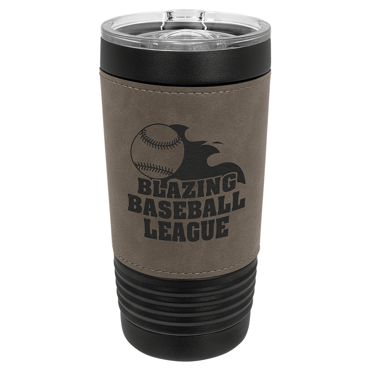Polar Camel 20 oz. Leatherette Tumbler with Slider Lid — Black with Gray