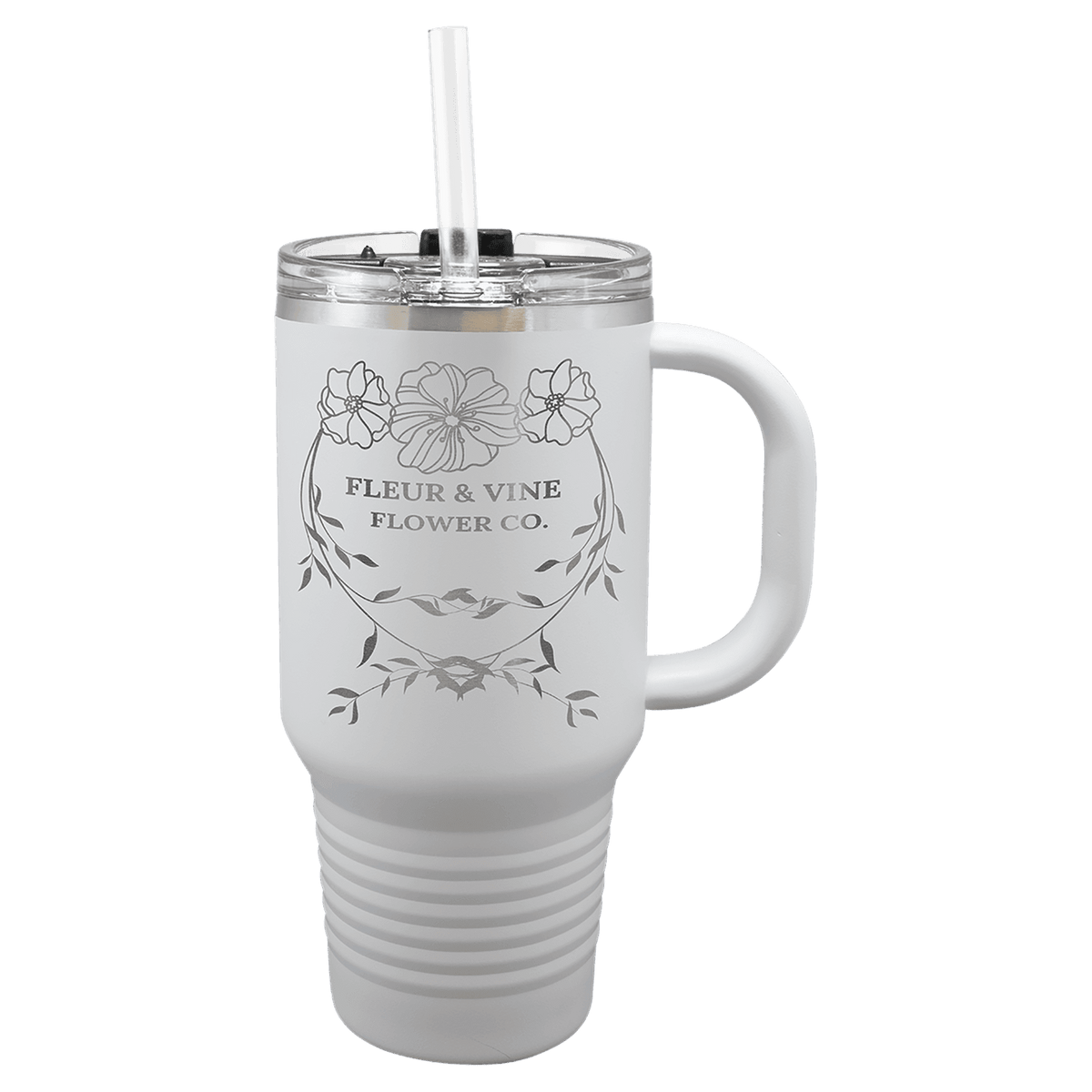 Polar Camel 32 oz. Travel Mug with Snap Lid and Straw — White