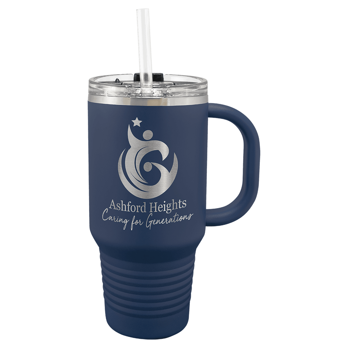 Polar Camel 32 oz. Travel Mug with Snap Lid and Straw — Navy Blue