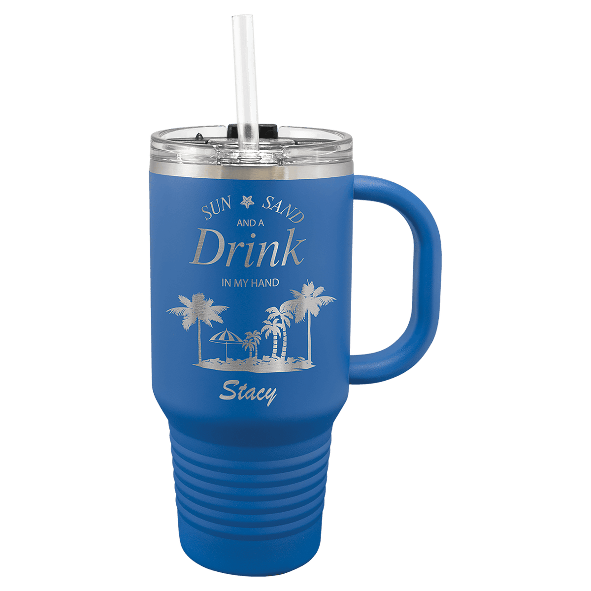 Polar Camel 32 oz. Travel Mug with Snap Lid and Straw — Royal Blue
