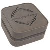 Personalized Leatherette Travel Jewelry Box — 4" × 4", Tan Lining