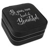Personalized Leatherette Travel Jewelry Box — 4" × 4", Tan Lining