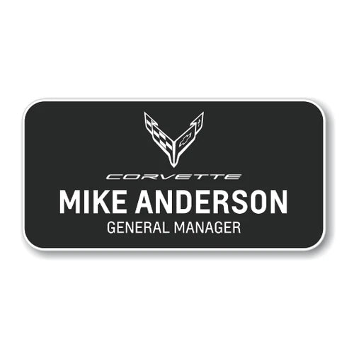Corvette Black 3" x 1.5" Name Badge