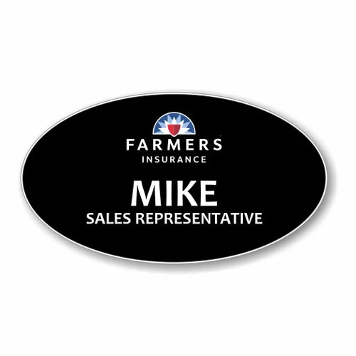 Farmers Insurance Black Oval Name Badge