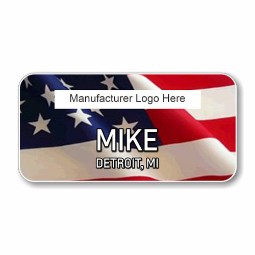USA Flag 3" X 1.5" Name Badge