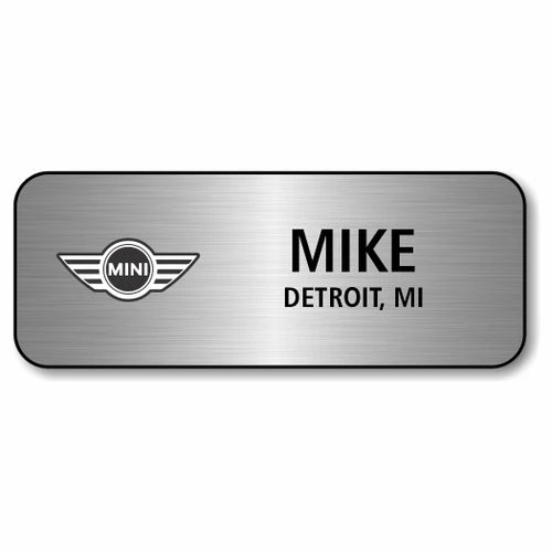 Mini Cooper 3.25" x 1.25" Silver Name Badge