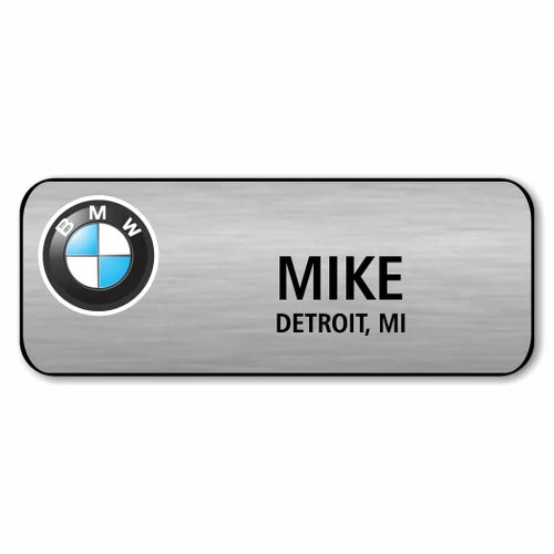 BMW Silver 3.25" x 1.25" Name Badge