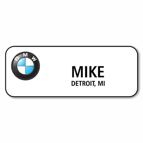 BMW White 3.25" x 1.25" Name Badge