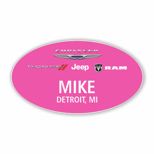 CDJR Pink Oval Name Badge