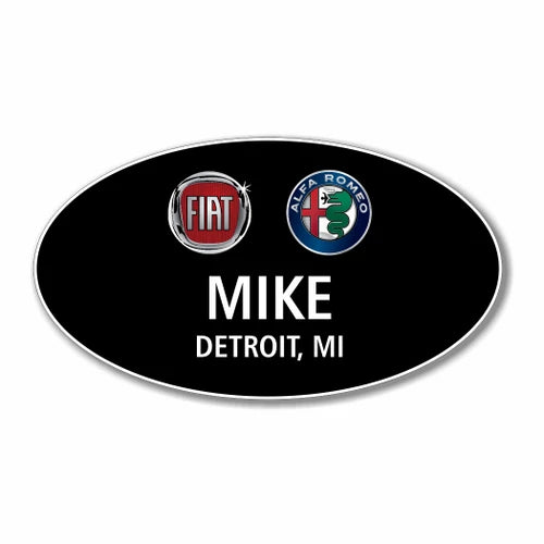 Fiat Alfa Romeo Black Oval Name Badge